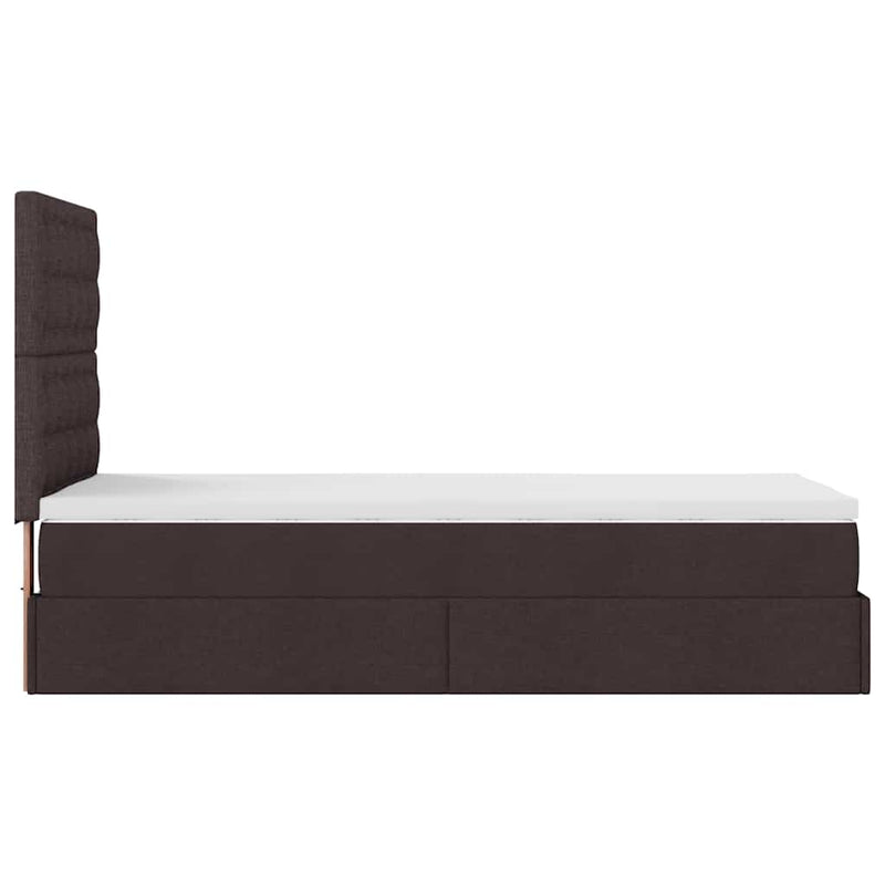 vidaXL Ottomán ágykeret matraccal sötétbarna 80x200cm szövet