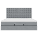 vidaXL Ottomán ágykeret matraccal világosszürke 160x200cm szövet