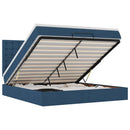 vidaXL Ottomán ágykeret matraccal kék 160x200cm szövet