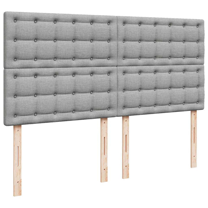 vidaXL Ottomán ágykeret matracokkal Világosszürke 200x200cm szövet