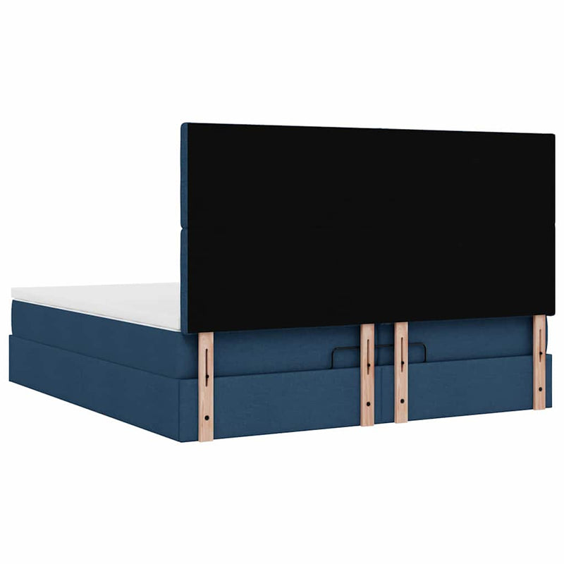 vidaXL Ottomán ágykeret matracokkal kék 200x200cm szövet