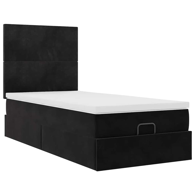 vidaXL Ottomán ágykeret matracokkal fekete 80x200cm bársony