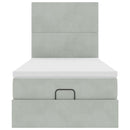 vidaXL Ottomán ágykeret matracokkal világosszürke 90x190cm bársony