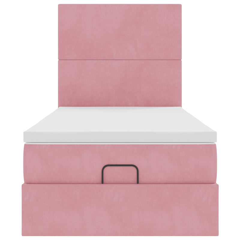vidaXL Ottomán ágykeret matracokkal rózsaszín 100x200cm bársony