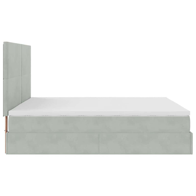 vidaXL Ottomán ágykeret matracokkal világosszürke 200x200cm bársony