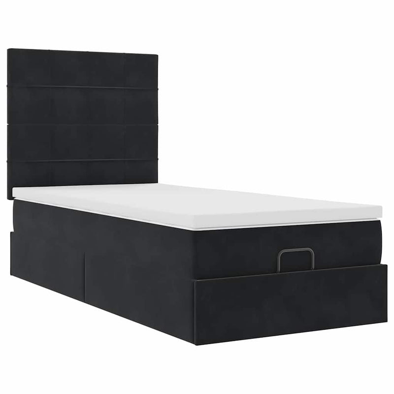 vidaXL Ottomán ágykeret matracokkal fekete 80x200cm bársony