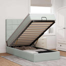 vidaXL Ottomán ágykeret matracokkal világosszürke 90x190cm bársony