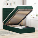 vidaXL Ottomán ágykeret matracokkal sötétzöld 90x200cm bársony