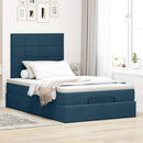 vidaXL Ottomán ágykeret matracokkal sötétkék 120x190cm bársony