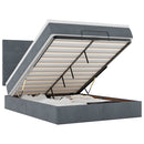 vidaXL Ottomán ágykeret matracokkal sötétszürke 140x200cm bársony