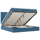 vidaXL Ottomán ágykeret matracokkal sötétkék 160x200cm bársony