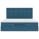 vidaXL Ottomán ágykeret matracokkal sötétkék 160x200cm bársony