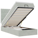 vidaXL Ottomán ágykeret matracokkal világosszürke 90x190cm bársony