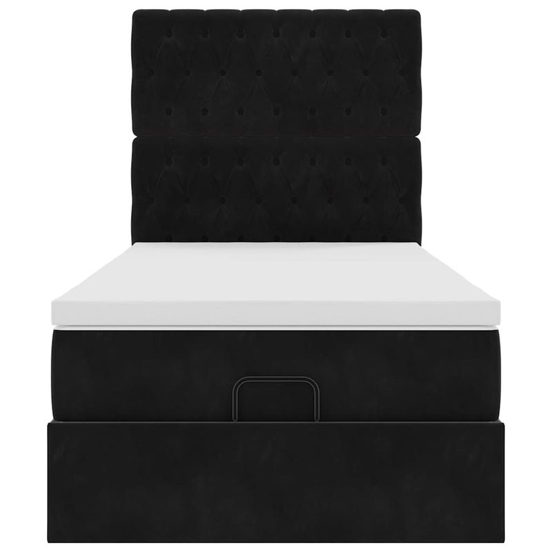 vidaXL Ottomán ágykeret matracokkal fekete 100x200cm bársony