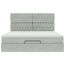 vidaXL Ottomán ágykeret matracokkal világosszürke 160x200cm bársony
