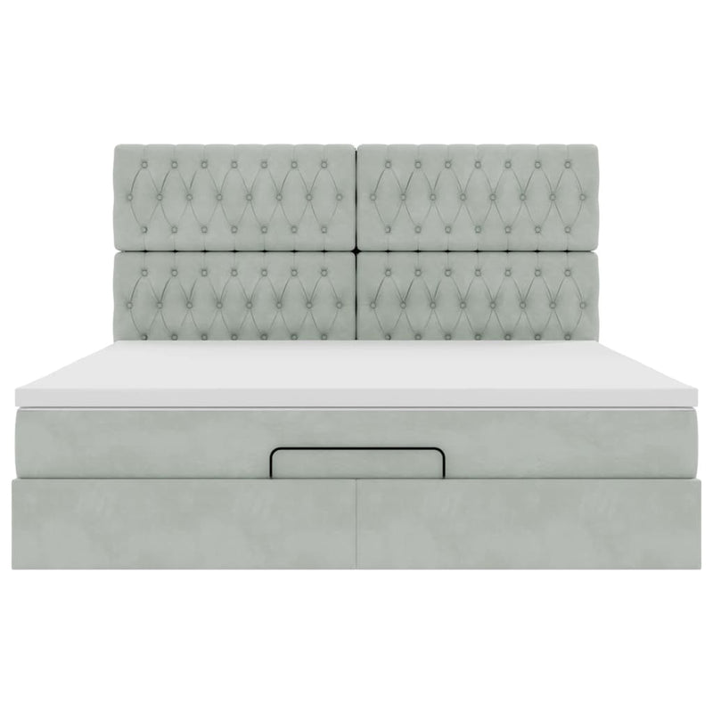 vidaXL Ottomán ágykeret matracokkal világosszürke 160x200cm bársony