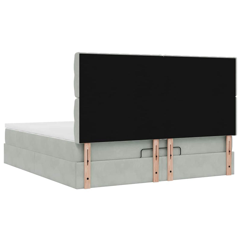 vidaXL Ottomán ágykeret matracokkal világosszürke 160x200cm bársony