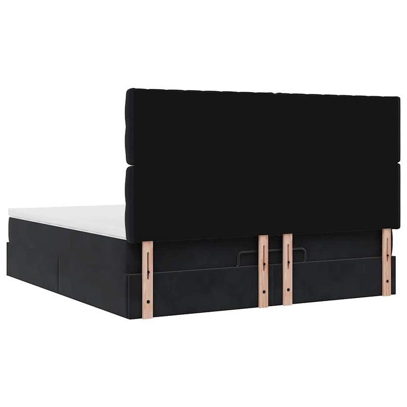 vidaXL Ottomán ágykeret matracokkal fekete 180x200cm bársony