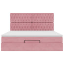 vidaXL Ottomán ágykeret matracokkal rózsaszín 180x200cm bársony