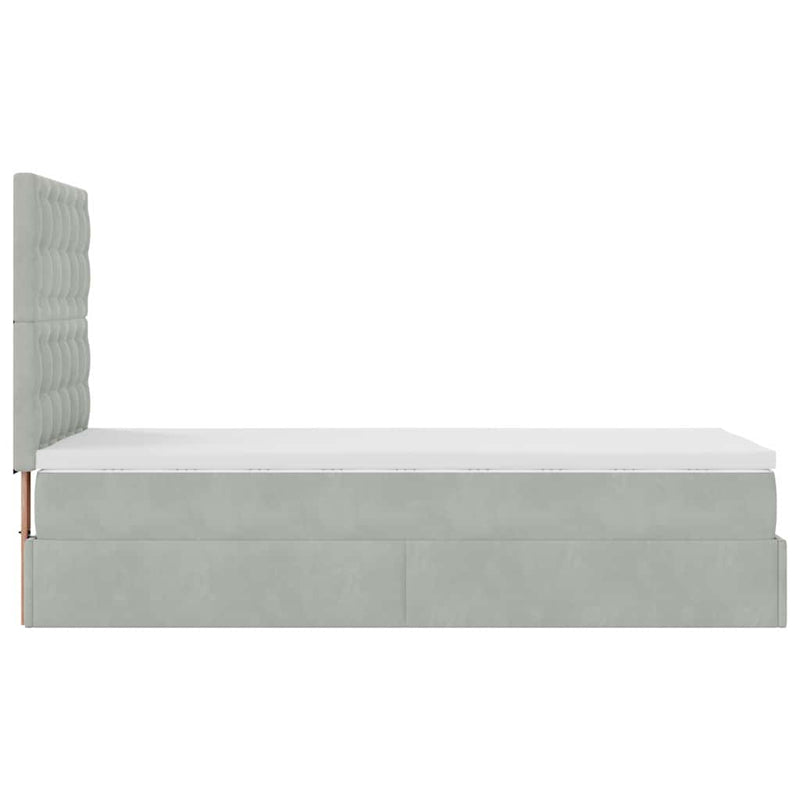 vidaXL Ottomán ágykeret matracokkal világosszürke 80x200cm bársony