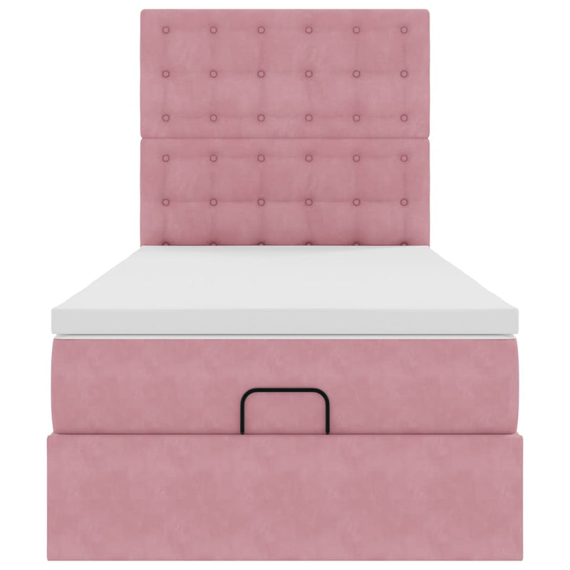 vidaXL Ottomán ágykeret matracokkal rózsaszín 100x200cm bársony