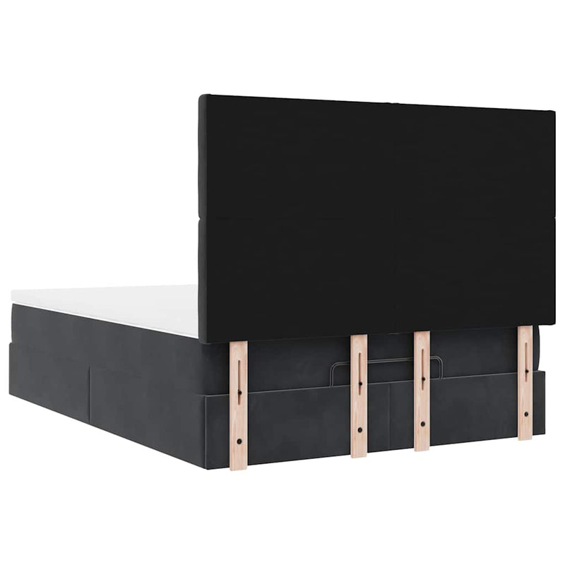 vidaXL Ottomán ágykeret matracokkal fekete 140x190cm bársony