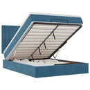 vidaXL Ottomán ágykeret matracokkal sötétkék 140x200cm bársony