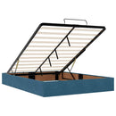 vidaXL Ottomán ágykeret matracokkal sötétkék 140x200cm bársony