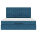 vidaXL Ottomán ágykeret matracokkal sötétkék 160x200cm bársony
