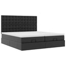 vidaXL Ottomán ágykeret matracokkal Fekete 180x200cm műbőr