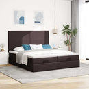 vidaXL Ottomán ágykeret matracokkal Sötétbarna 200x200cm szövet