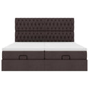 vidaXL Ottomán ágykeret matracokkal Sötétbarna 200x200cm szövet