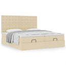 vidaXL oszmán ágykeret matracokkal krém 200x200cm szövet