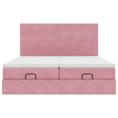vidaXL Ottomán ágykeret matracokkal Rózsaszín 200x200cm bársony