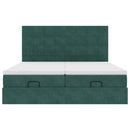 vidaXL Ottomán ágykeret matracokkal sötétzöld 180x200cm bársony