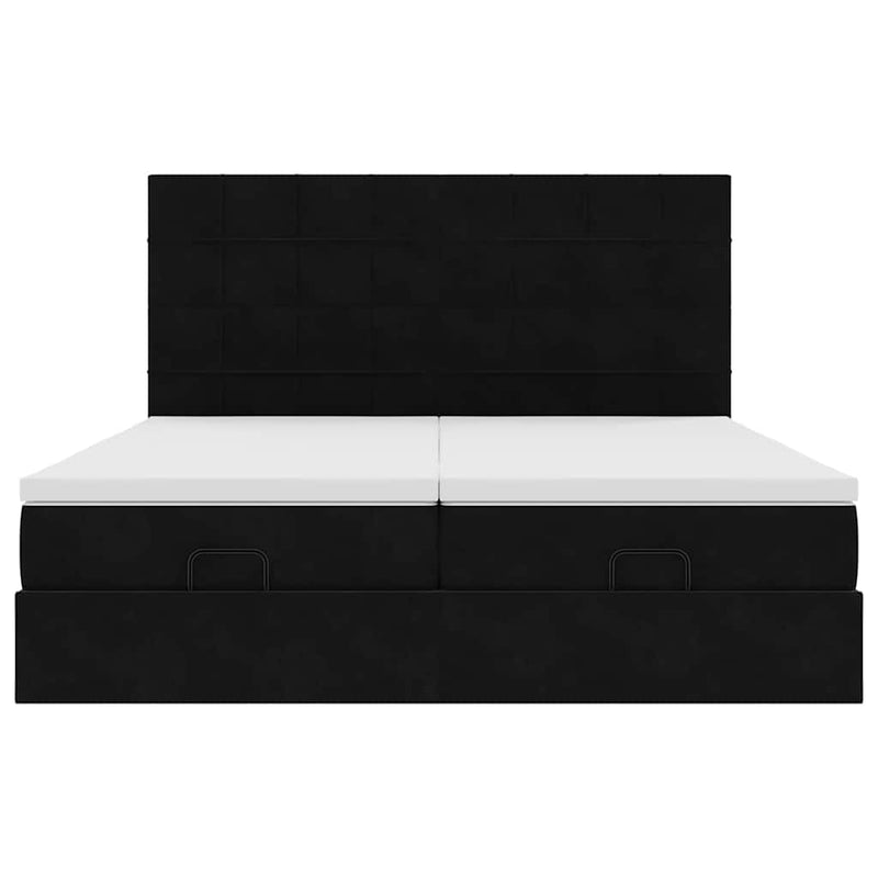 vidaXL Ottomán ágykeret matracokkal Fekete 200x200cm bársony