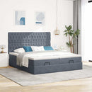vidaXL Ottomán ágykeret matracokkal sötét szürke 180x200cm bársony