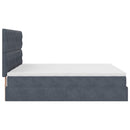 vidaXL Ottomán ágykeret matraccal Sötét szürke 200x200cm bársony