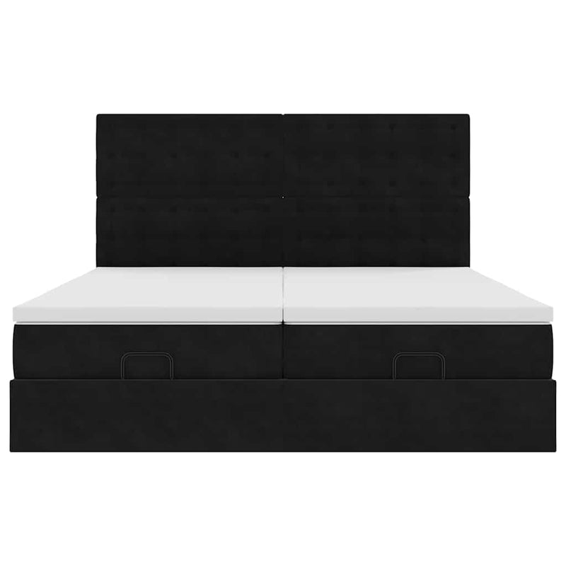 vidaXL Ottomán ágykeret matracokkal Fekete 200x200cm bársony