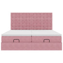 vidaXL Ottomán ágykeret matracokkal Rózsaszín 200x200cm bársony
