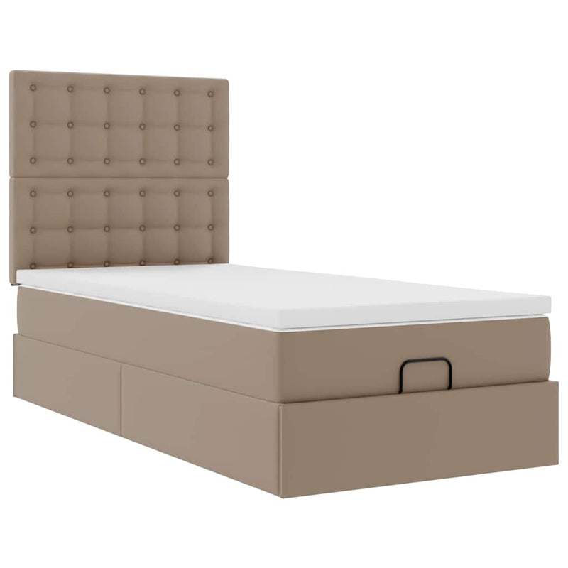 vidaXL Ottomán ágykeret matraccal Cappucino 100x200cm műbőrrel