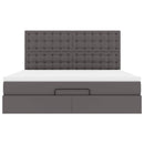 vidaXL Ottomán ágykeret matraccal Szürke 160x200cm műbőrrel