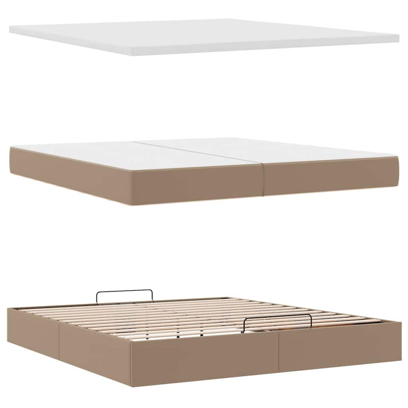 vidaXL Ottomán ágykeret matraccal Cappucino 200x200cm műbőrrel