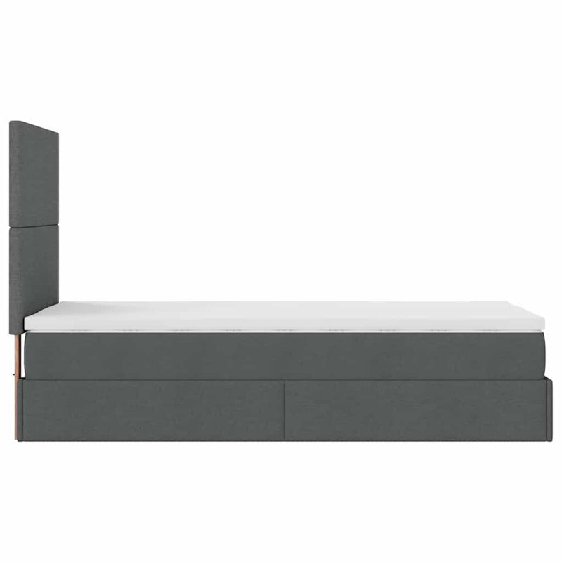 vidaXL sötétszürke szövet ottomán ágy matraccal & LED-ek 80x200cm