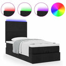 vidaXL fekete szövet ottomán ágy matraccal & LED-ek 80x200cm