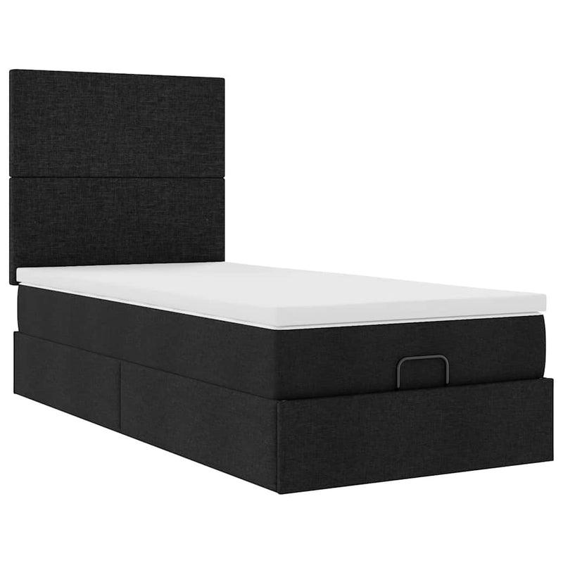 vidaXL fekete szövet ottomán ágy matraccal & LED-ek 80x200cm