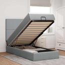 vidaXL világosszürke szövet ottomán ágy matraccal & LED-ek 90x200 cm