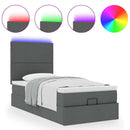 vidaXL sötétszürke szövet ottomán ágy matraccal & LED-ek 90x200 cm
