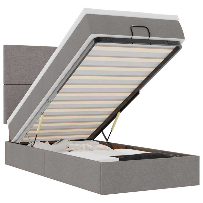 vidaXL tópszínű szövet ottomán ágy matraccal & LED-ek 90x200 cm