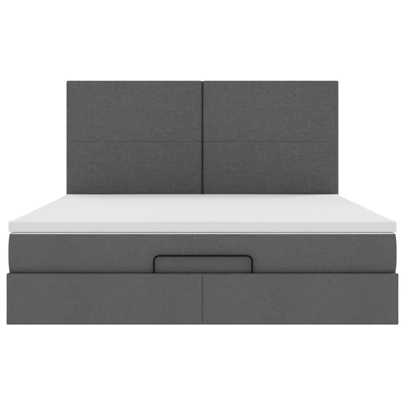vidaXL Ottomán ágykeret matraccal sötét szürke 160x200cm szövet